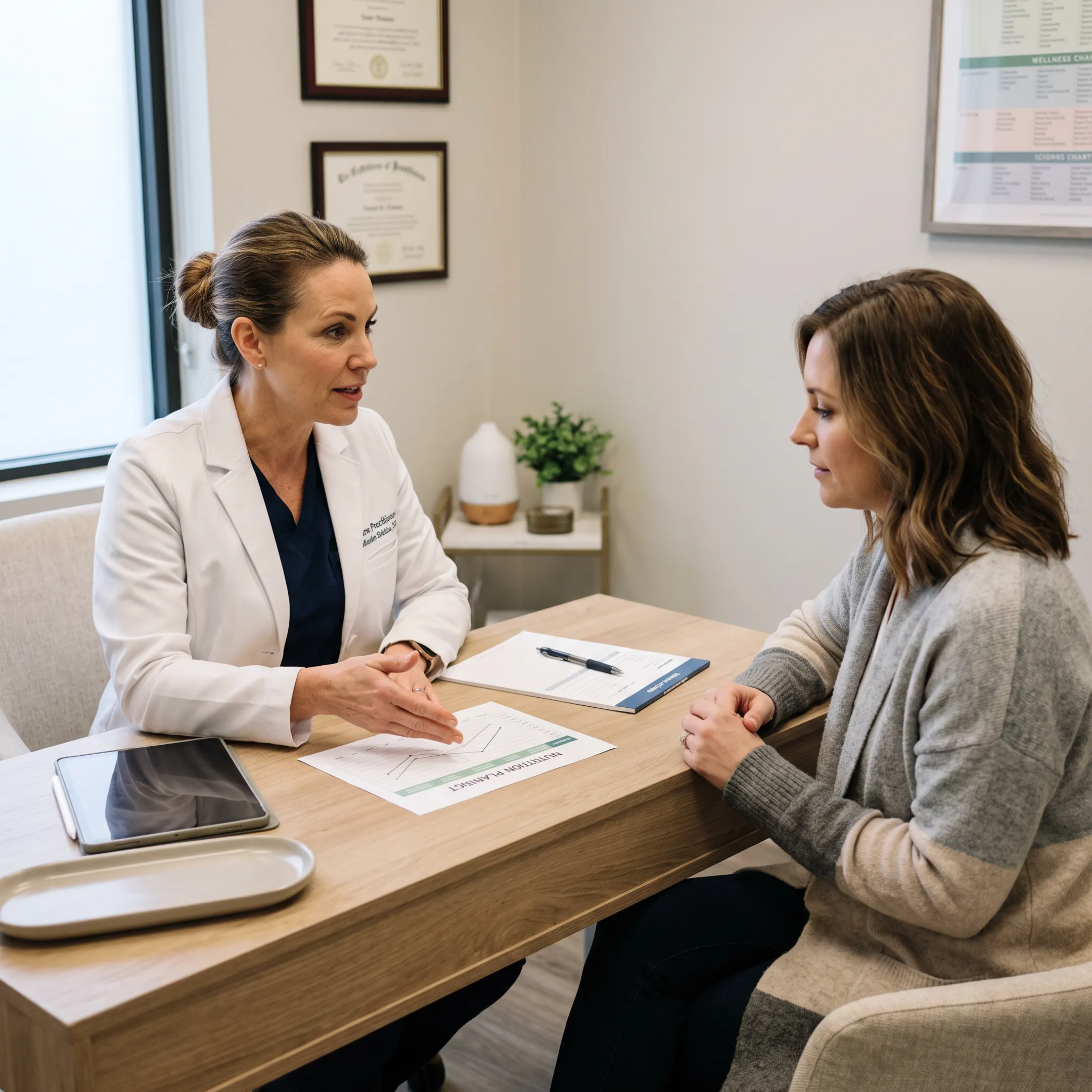 Medical provider discussing weight management goals with a patient