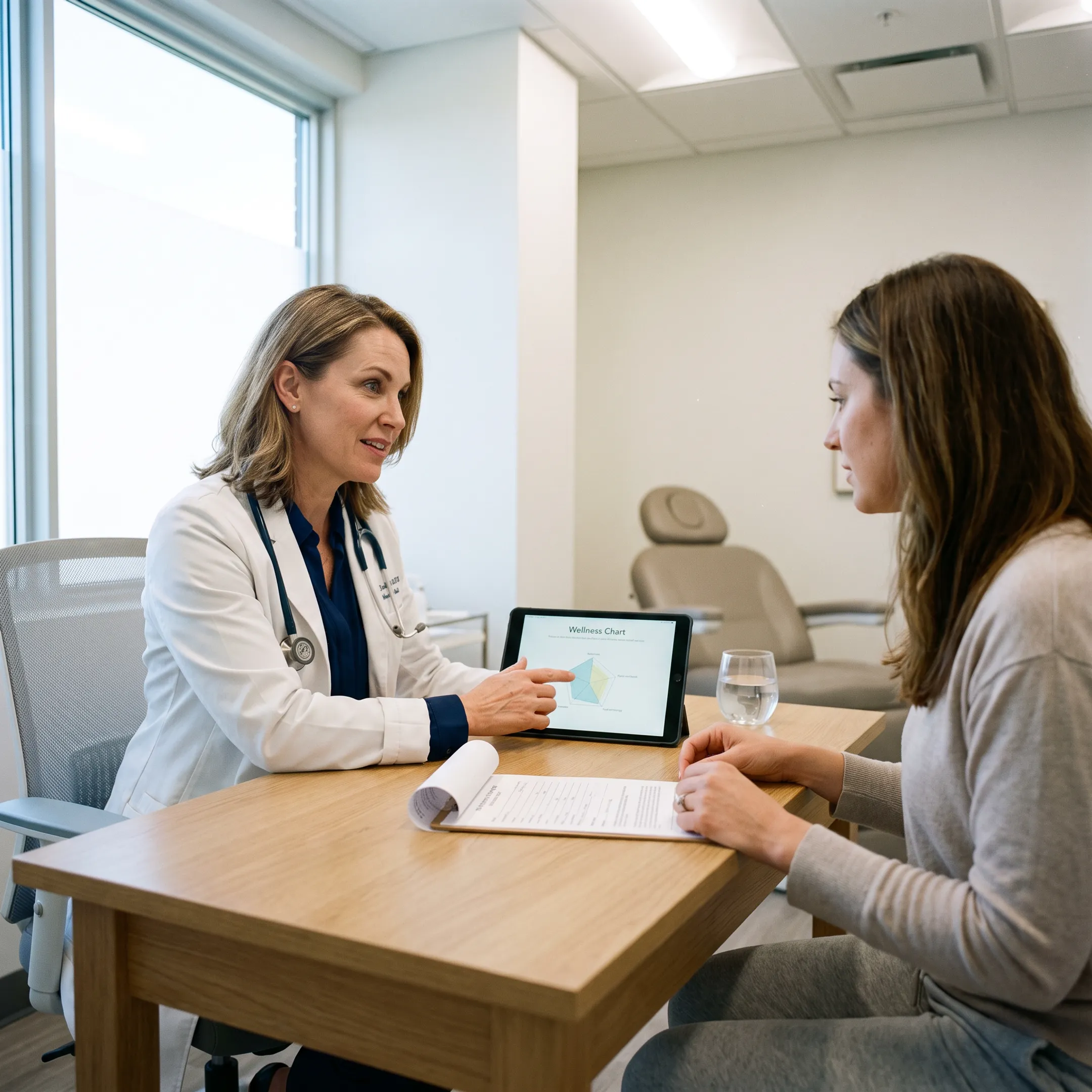 Provider consulting with a patient about a personalized medical weight loss plan