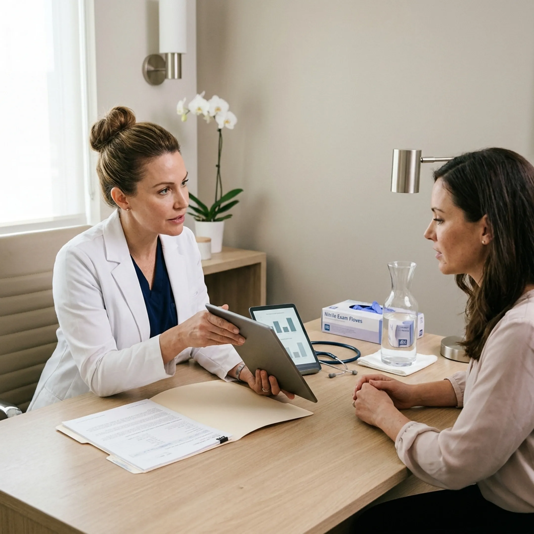 Medical provider reviewing patient wellness and weight management plan
