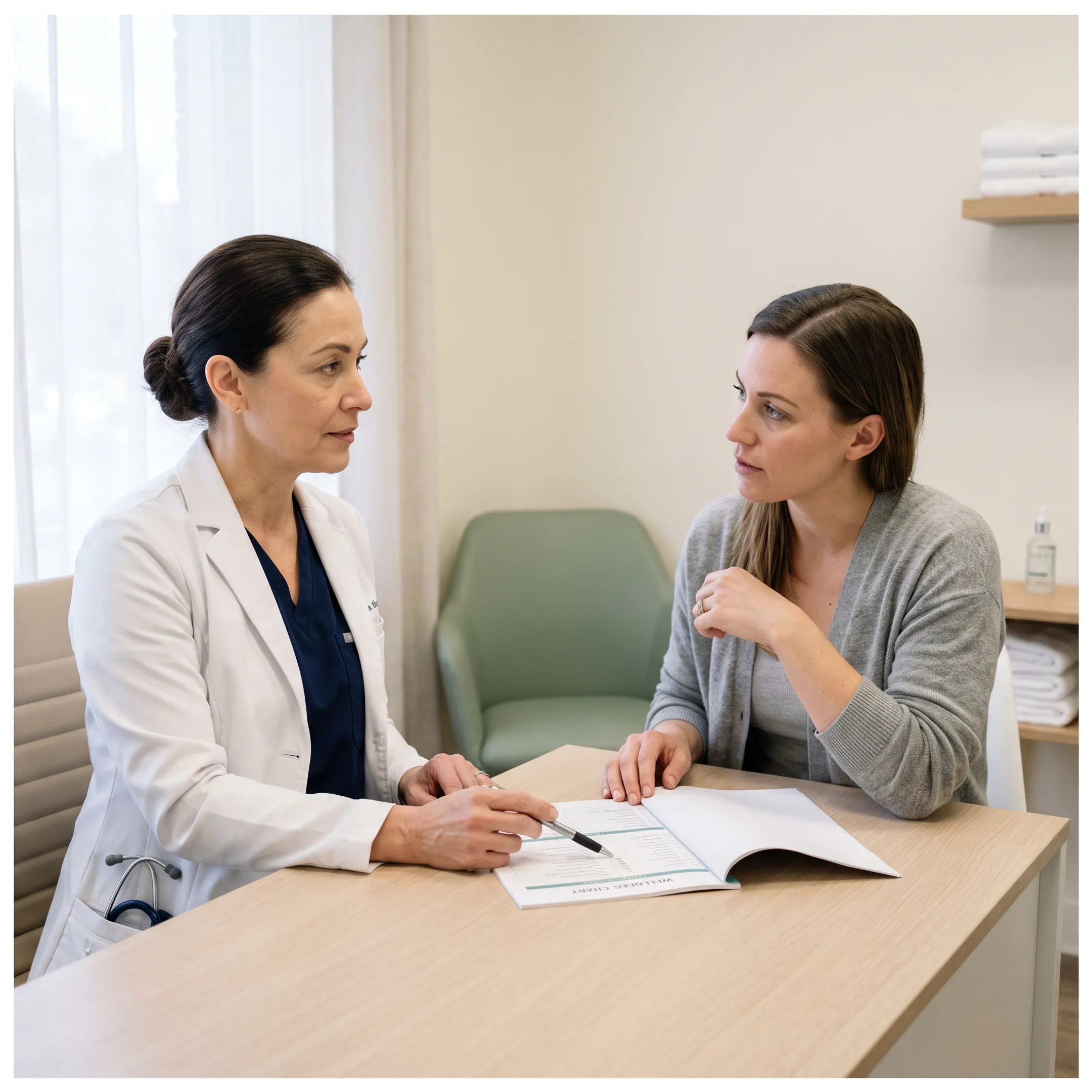 Healthcare provider consulting with patient during medical weight loss appointment