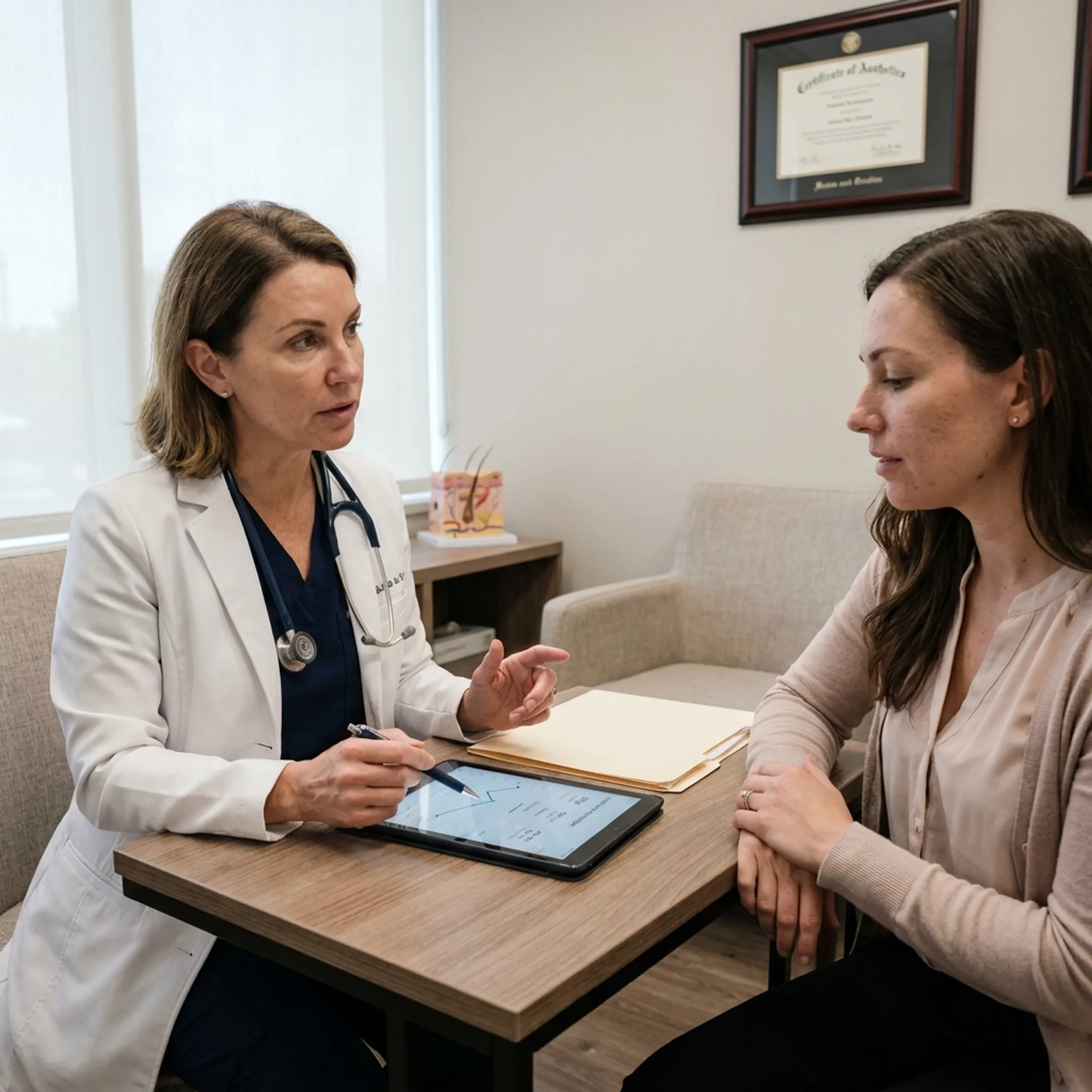 Medical professional discussing a personalized GLP-1 weight loss treatment plan