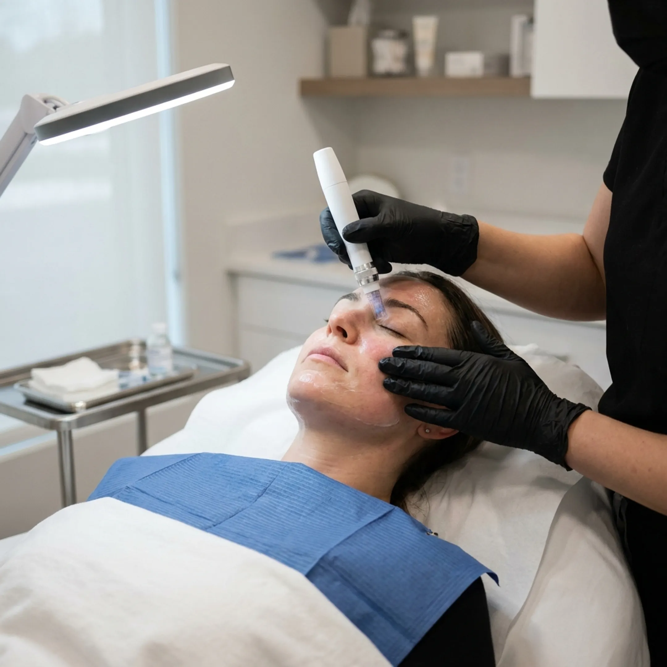 Client receiving SkinPen microneedling treatment