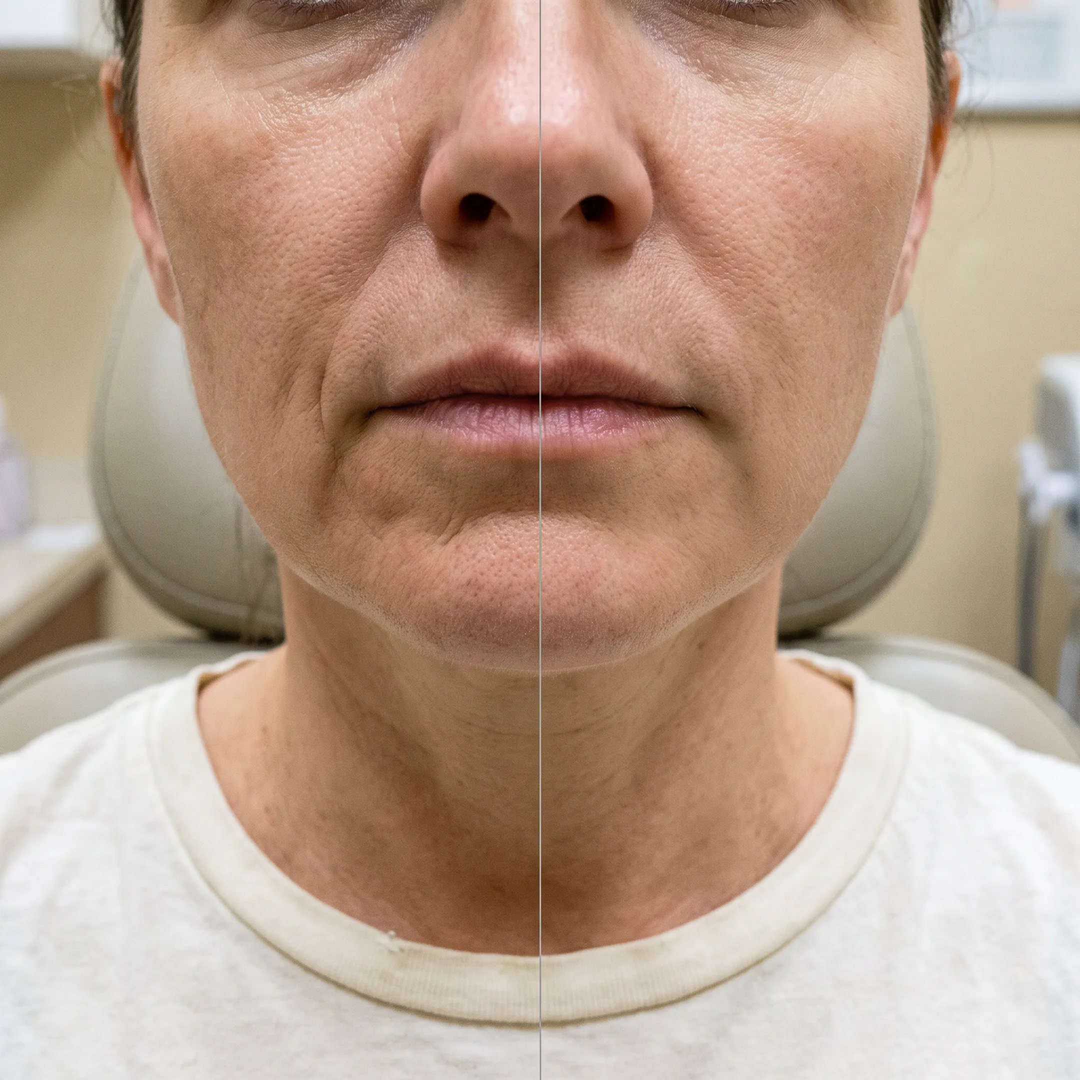 Before and after comparison of Botox for marionette lines