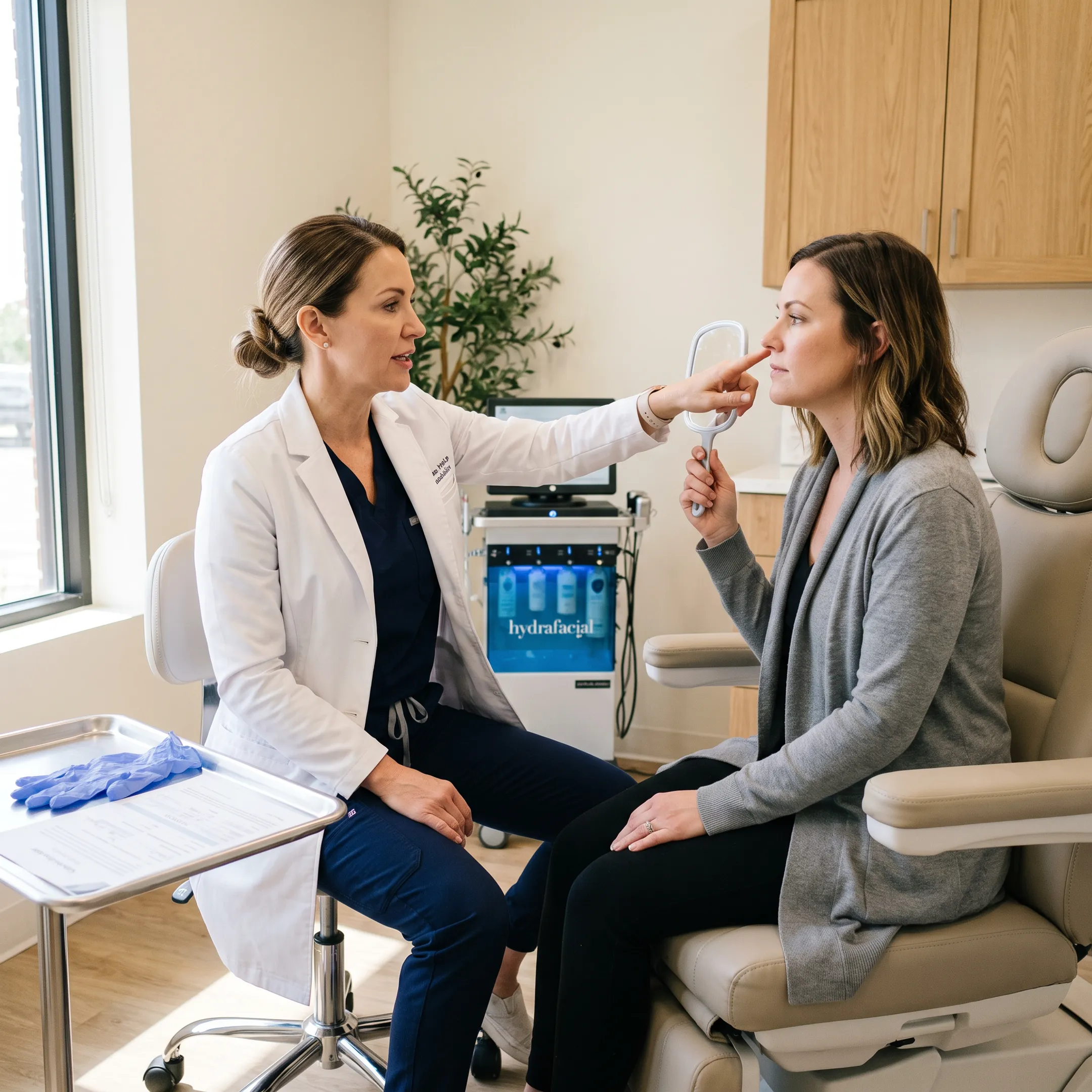 Provider-led medical spa consultation and skincare treatment in Richmond, Texas