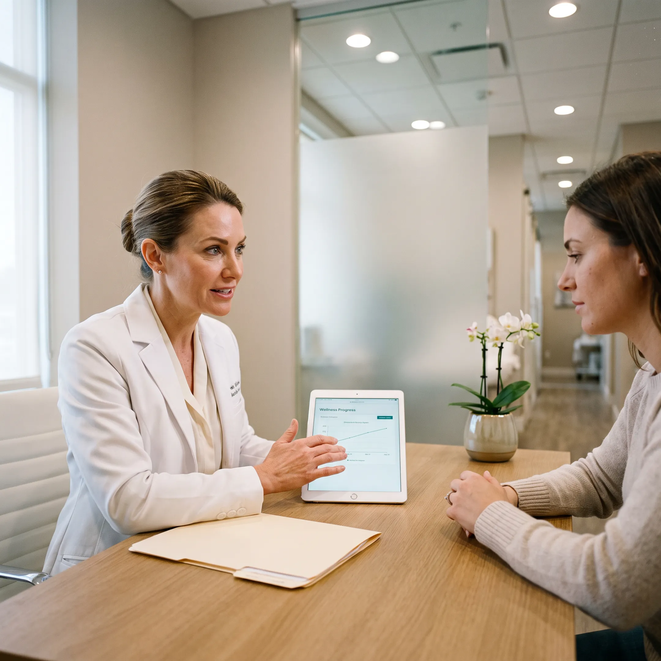 Medical provider reviewing a personalized weight management plan with a patient
