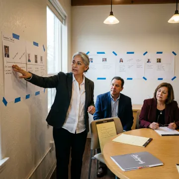 Consultant leading CEO succession planning session