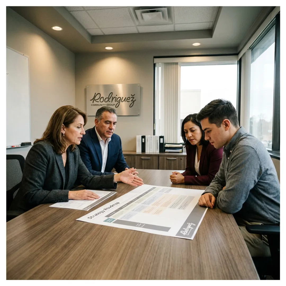 Executive leadership transition consultants in a strategy meeting