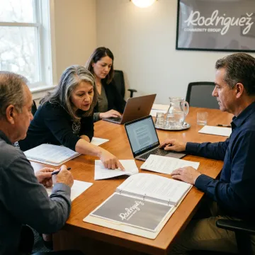 Nonprofit leaders reviewing governance documents
