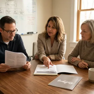 Executive team reviewing transition plan