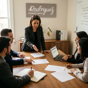 Interim CEO leading nonprofit strategy meeting