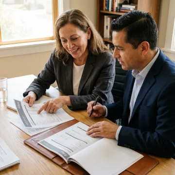 Consultants reviewing nonprofit financial planning documents