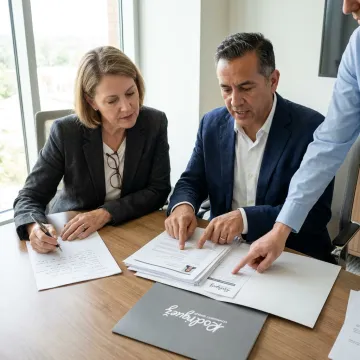 Executive search team reviewing finance leader candidates