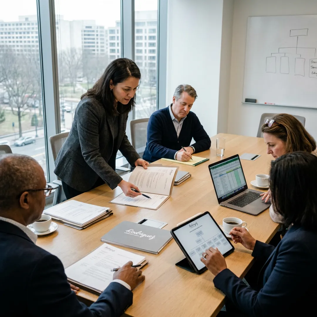 Nonprofit leaders reviewing executive candidate profiles
