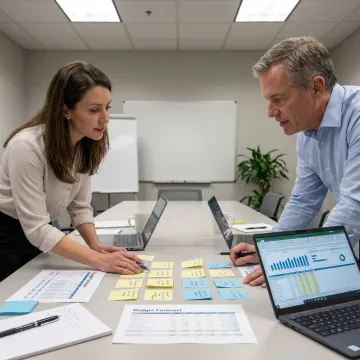 Virtual CFO team reviewing nonprofit financial planning process