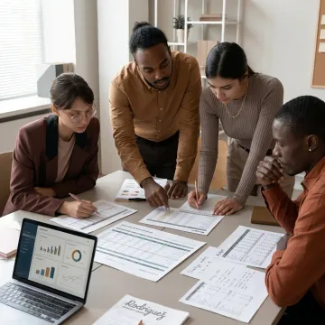 Consultants reviewing nonprofit financial planning process