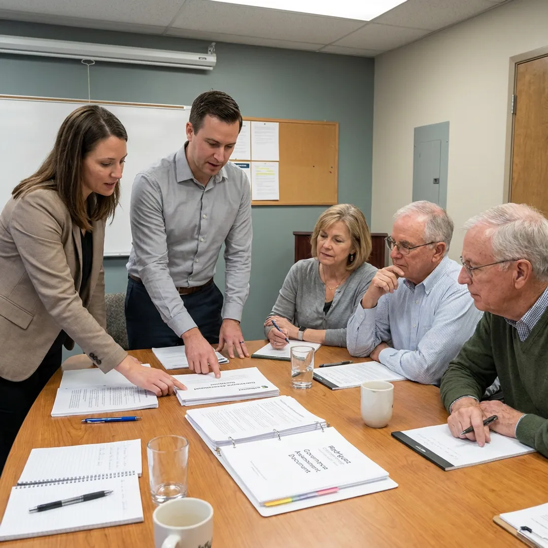 Consultants facilitating a nonprofit board strategy session