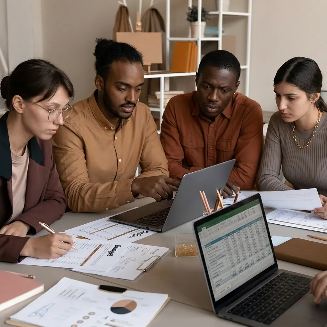 Nonprofit financial consultants meeting with leaders