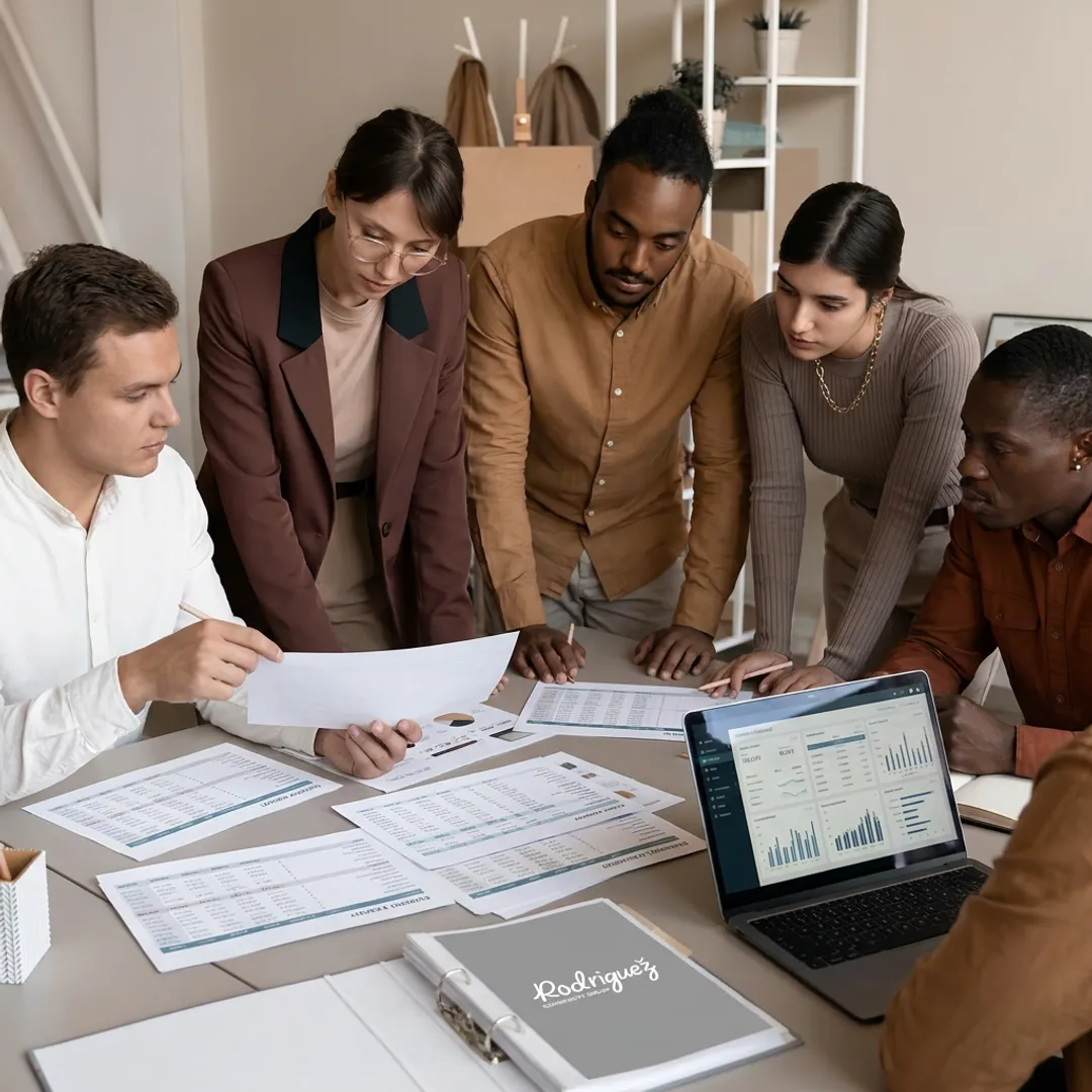 Consultants reviewing nonprofit financial reports