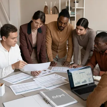 Consultants reviewing nonprofit financial reports