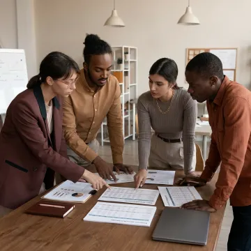 Financial advisors reviewing nonprofit strategy and budgets
