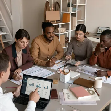 Nonprofit finance team reviewing strategic budget plans