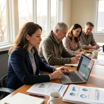 Nonprofit leaders reviewing financial dashboards