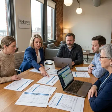 Nonprofit finance team reviewing budget reports