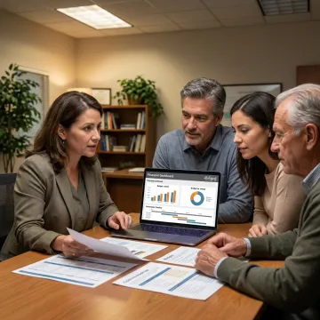 Interim controller reviewing nonprofit financial reports