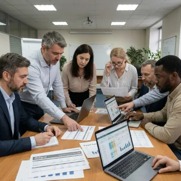 Consultants reviewing financial planning process