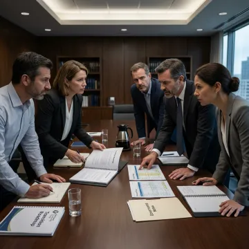 Consultants guiding an executive leadership transition meeting
