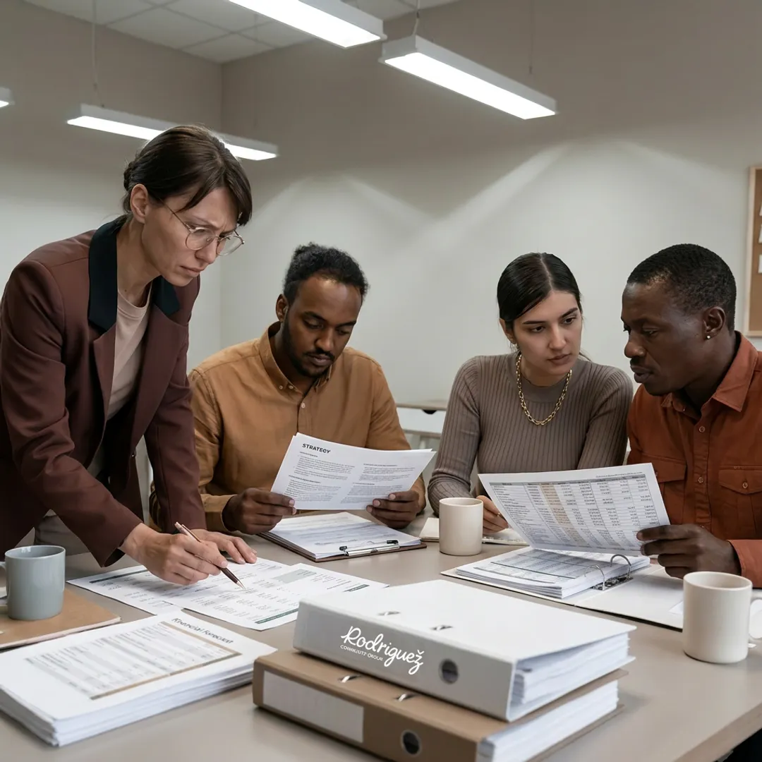 Nonprofit leaders reviewing financial strategy