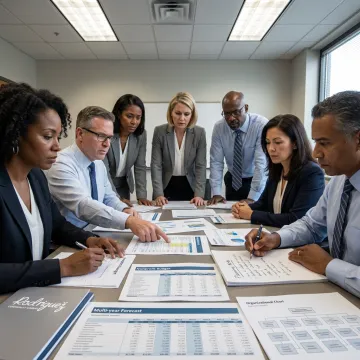 Consultants reviewing nonprofit financial planning process