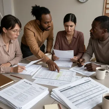 Nonprofit leaders reviewing strategic resource plans