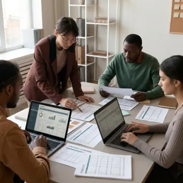 Nonprofit leaders reviewing financial plans