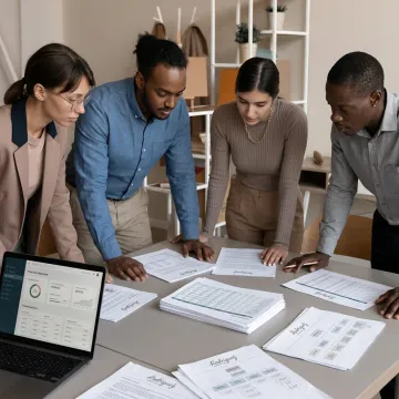 Nonprofit team collaborating on business strategy