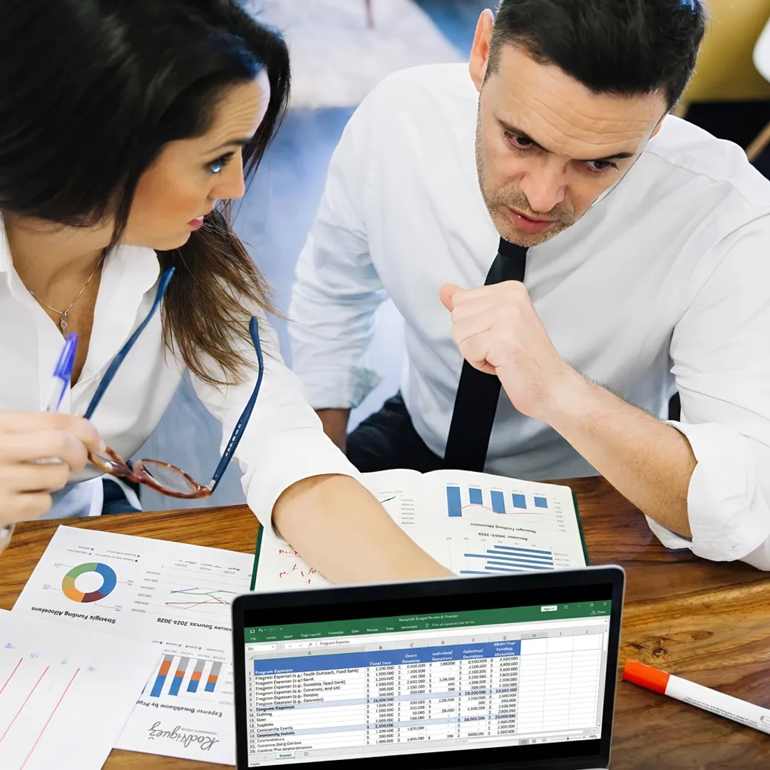 Nonprofit leaders reviewing financial strategy