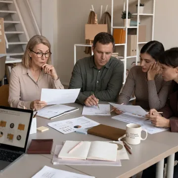 Nonprofit consultants reviewing strategy with leadership team