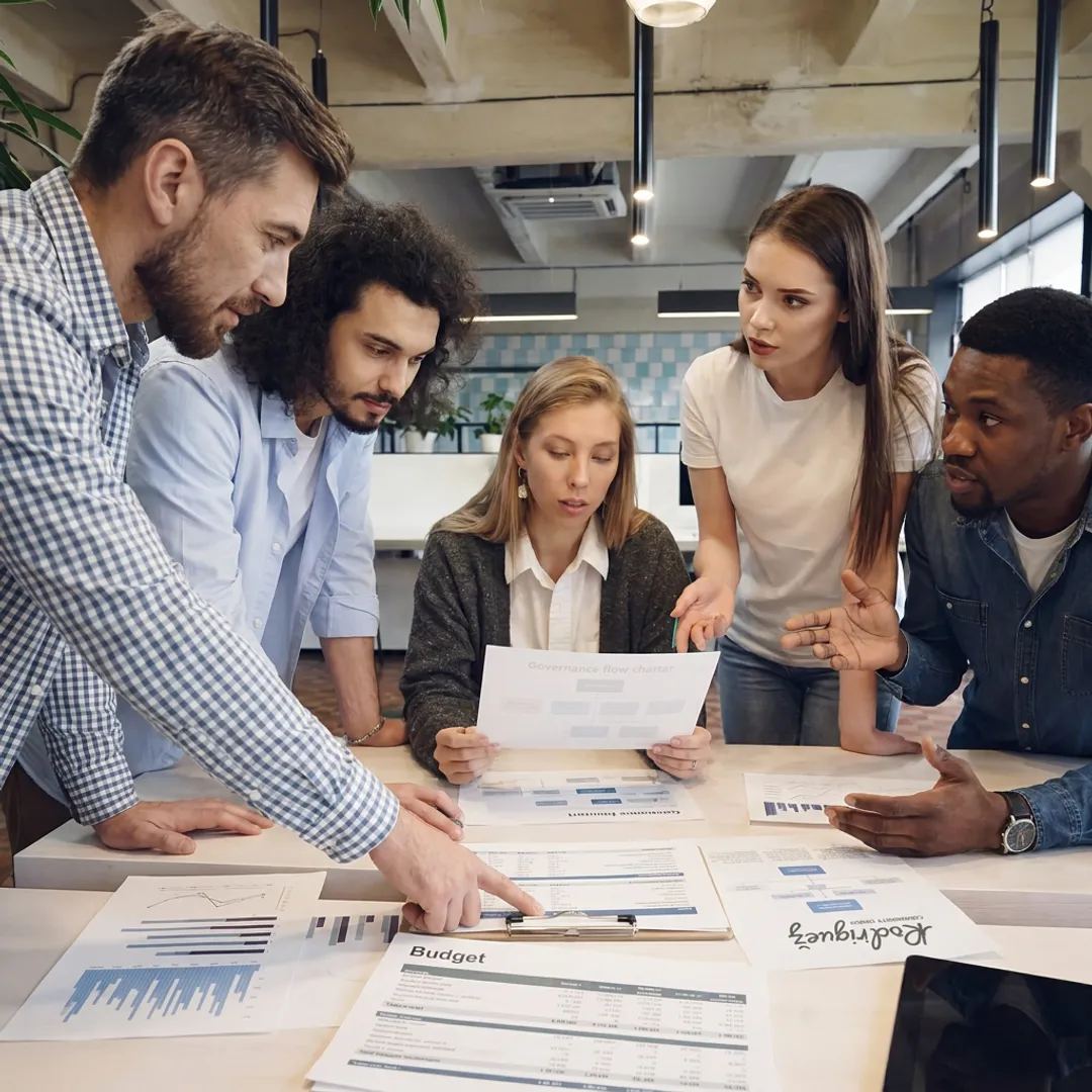 Nonprofit consultants planning strategy with organizational leaders