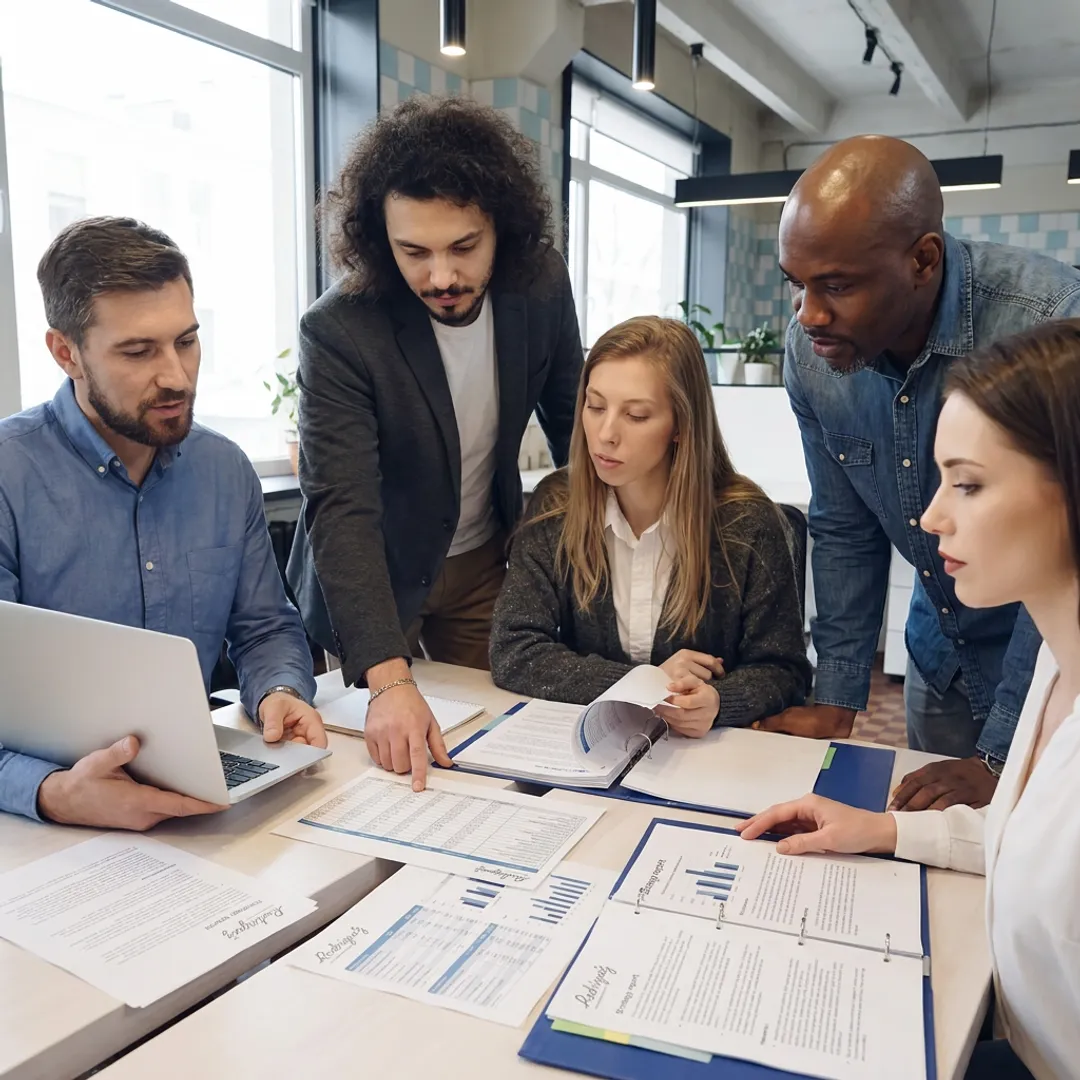 Nonprofit consultants reviewing strategy plans
