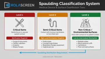 Spaulding Classification three-tier disinfection levels for healthcare surfaces and instruments