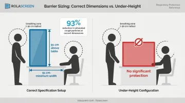 Transparent barrier height and width sizing guidelines with NIOSH 93 percent protection data