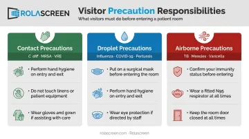 Three transmission-based precaution types contact droplet airborne visitor requirements comparison