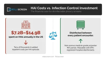 Hospital acquired infection financial cost comparison versus privacy screen investment savings
