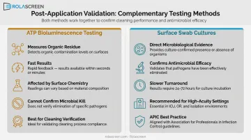 Post-application coating validation methods ATP testing versus surface swab cultures comparison