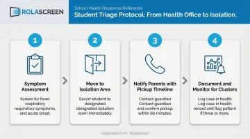 Four-step school nurse triage and isolation process flow during illness outbreak