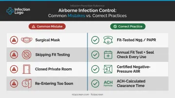 Four common airborne infection control mistakes and correct practice comparisons
