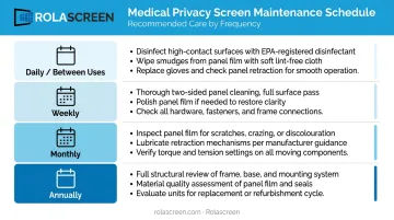 Sneeze guard maintenance frequency schedule from daily tasks to annual structural review