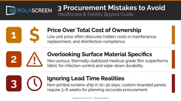 Three common hospital privacy screen procurement mistakes to avoid infographic