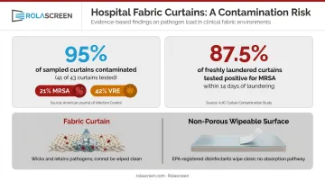 Hospital curtain contamination statistics showing MRSA and VRE infection rates