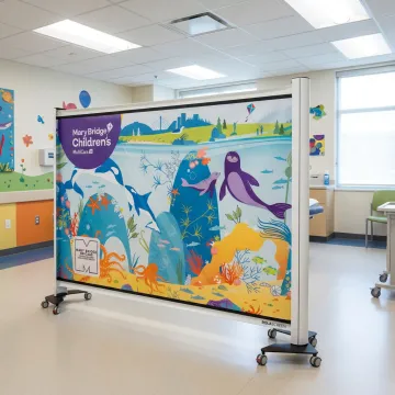 Portable privacy screen for pediatric hospital space